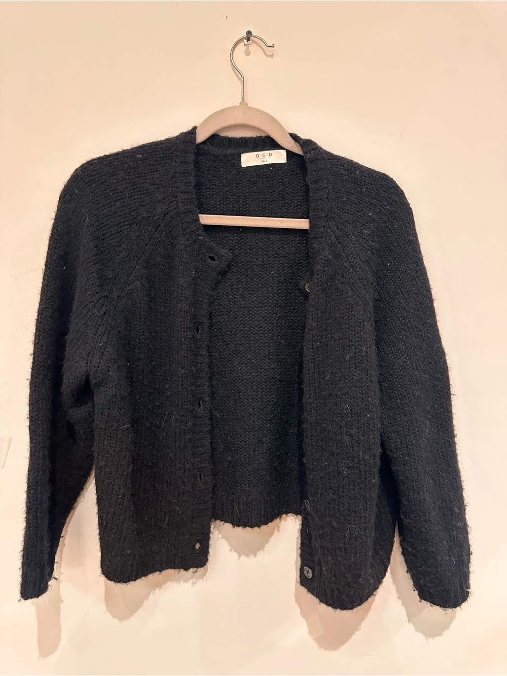 OCD Black Button-Front Knit Cardigan